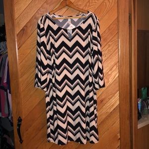 Tacera Dress, chevron, cream and black
